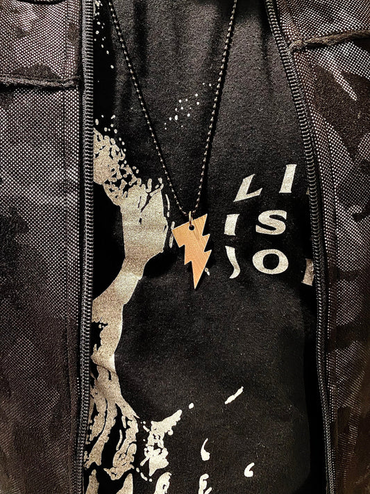 DRUM CYMBAL BALL & CHAIN NECKLACE - LIGHTNING BOLT