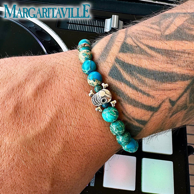 Margaritaville, Jimmy Buffett Bracelet, Parrot Head Bracelet, Guitar String Jewelry, Get Strung, Strung Official, Strung, Fins, Fins Up, Fins to the Left, Fins to the Right, A Pirate Looks at Forty Bracelet