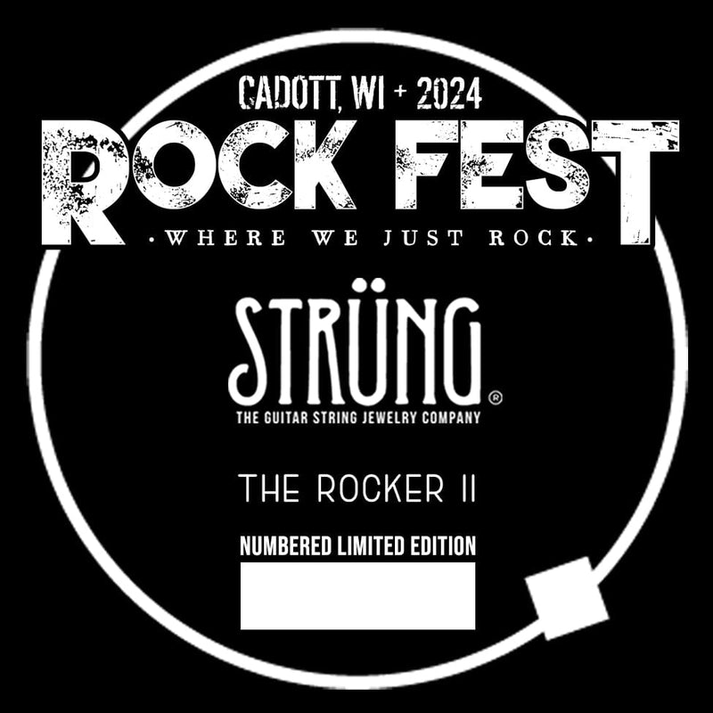 Official festival bracelet of Rock Fest 2024 Cadott, WI The Rocker Bracelet Guitar String Strung Official Get Strung