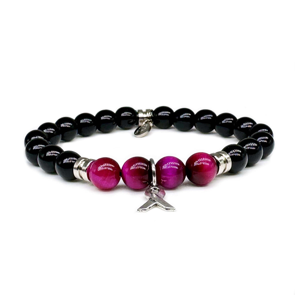 The Strength bracelet is here for breast cancer awareness month. Proceeds go toward the non profit organization Fuck Cancer. Pink Tigers Eye Stone Beaded Bracelet Strung Guitar String Hand Made
