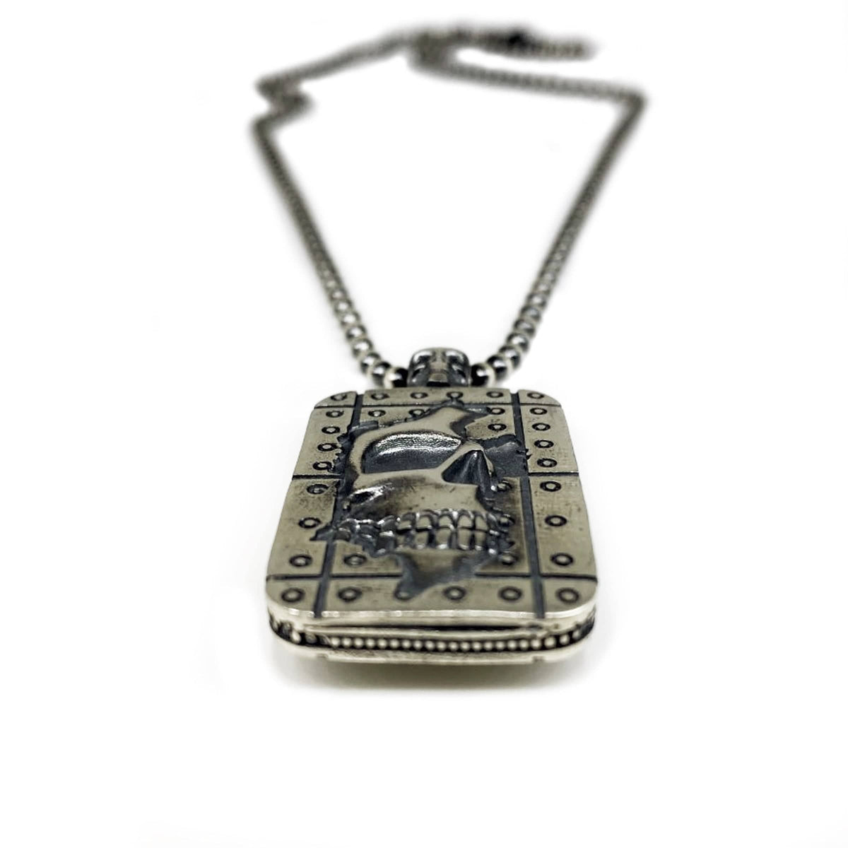 Strung Guitar String Jewelry Sterling Silver Rock Hand Break Through Skull Necklace