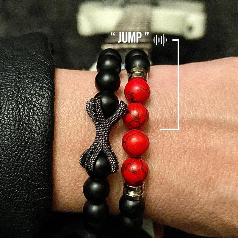 Strung the Guitar String Jewelry Company Guitar String Bracelet The Legend Inspired by the song Jump, Van Halen, Eddie Van Halen, Gift For Musician, Gift for Guitarist, Gift for Music Lover, Black Onyx & Red Turquoise Stone Beads, Rock Bracelet