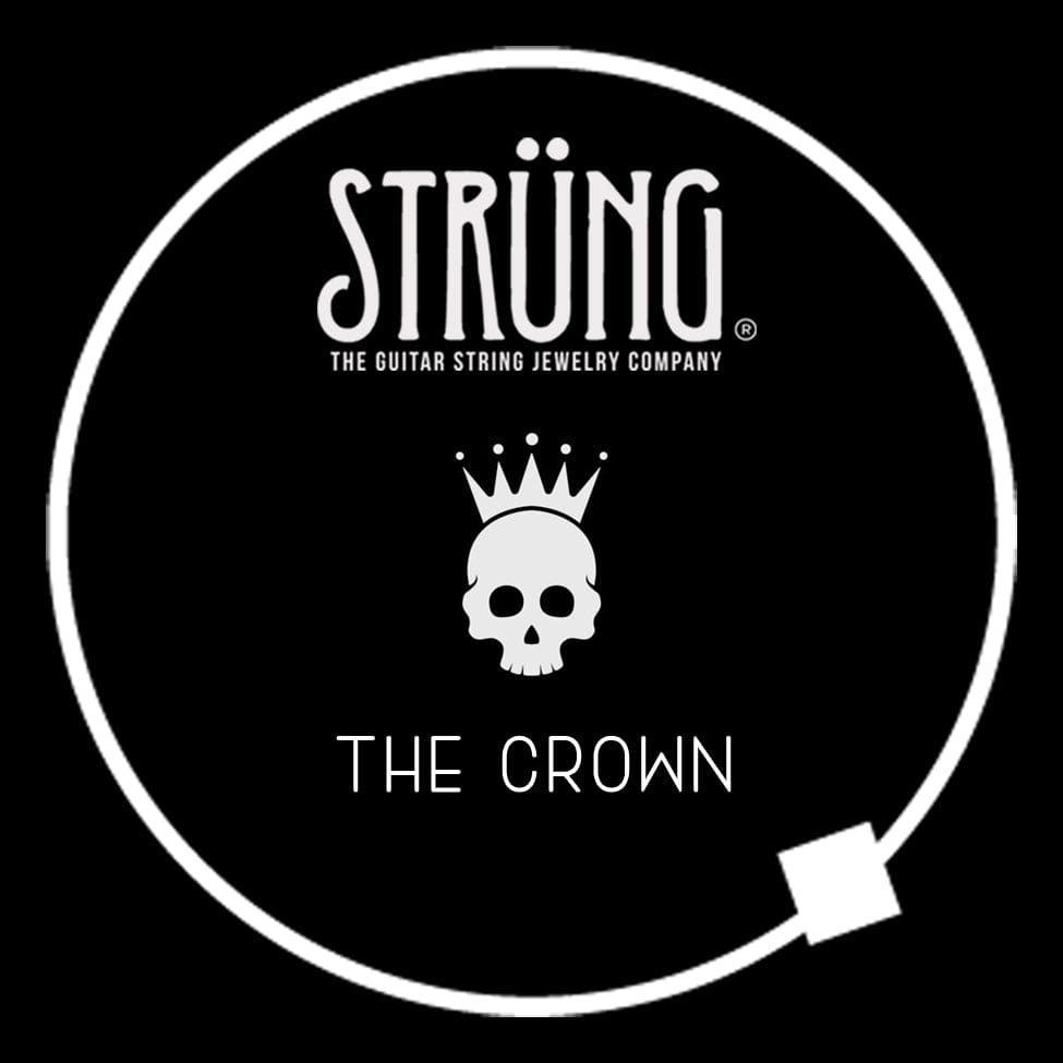 Strung the Guitar String Jewelry Company Guitar String Bracelet The Crown Inspired by the song, Welcome to the Jungle, Guns n Roses, Gift For Musician, Gift for Guitarist, Gift for Music Lover, Black Onyx Beads, Rock Bracelet Skull Crown