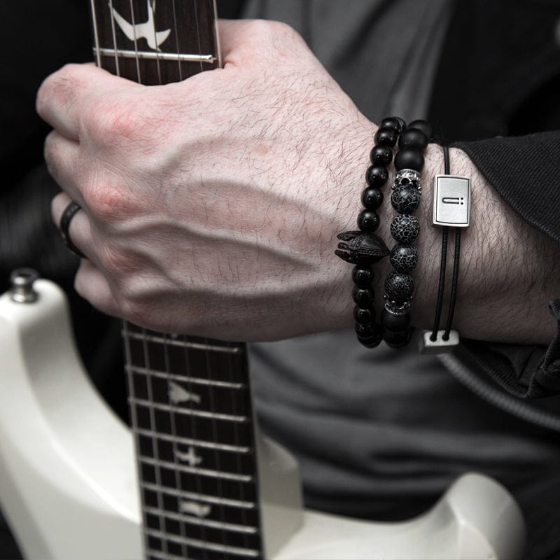 1pc Fashionable Unisex Couple Alloy Guitar & Leather Bracelet, Handmade  Vintage Wristband | SHEIN